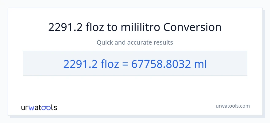 2291.2 mga onsa ng likido patungong mga mililitro na conversion