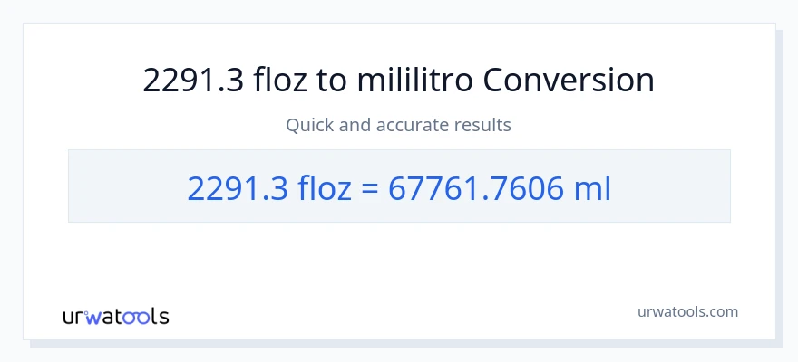 2291.3 mga onsa ng likido patungong mga mililitro na conversion