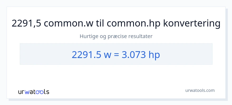 2291.5 watt til hestekræfter konvertering