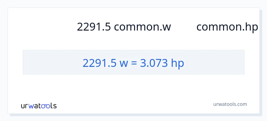 การแปลง 2291.5 วัตต์ เป็น แรงม้า