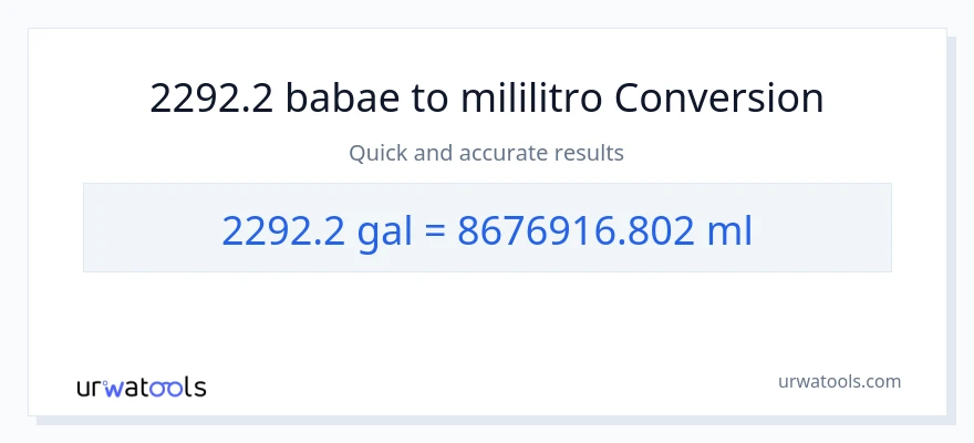 2292.2 Mga galon patungong mga mililitro na conversion