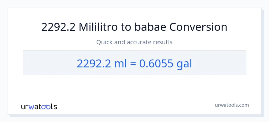 2292.2 mga mililitro patungong Mga galon na conversion