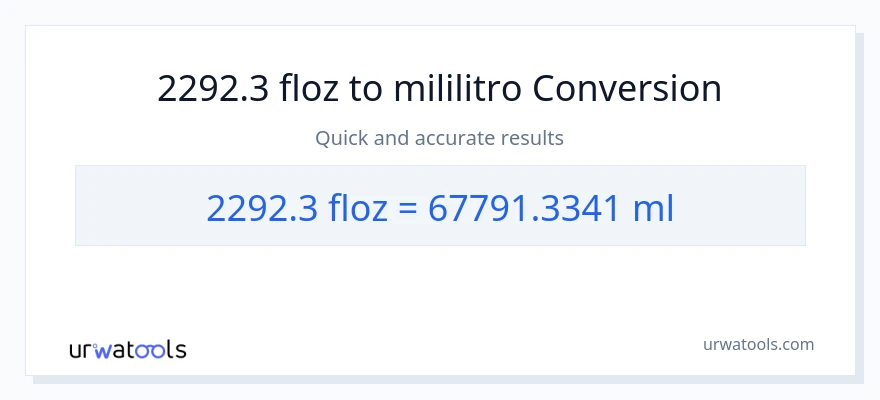 2292.3 mga onsa ng likido patungong mga mililitro na conversion