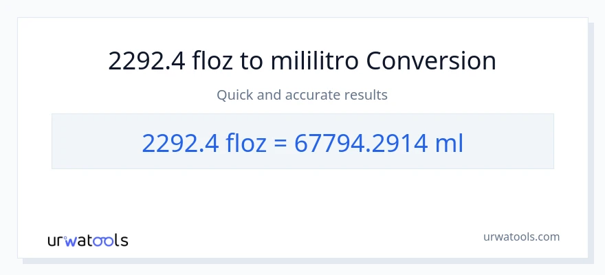 2292.4 mga onsa ng likido patungong mga mililitro na conversion
