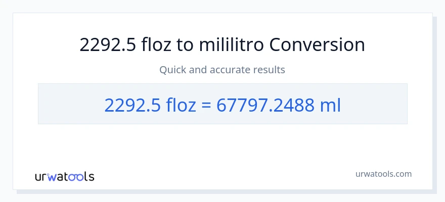 2292.5 mga onsa ng likido patungong mga mililitro na conversion