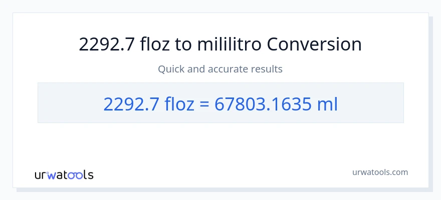 2292.7 mga onsa ng likido patungong mga mililitro na conversion