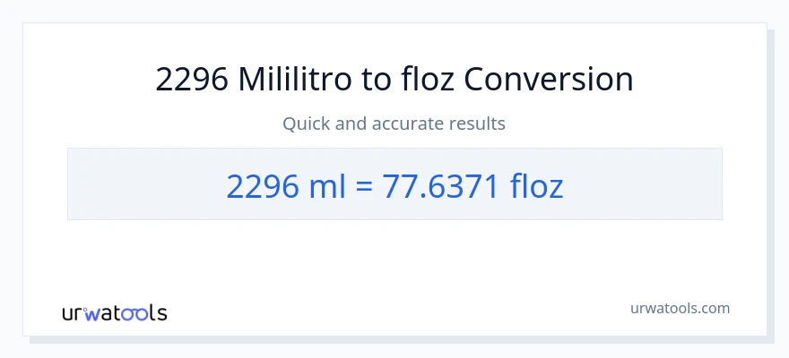 2296 mga mililitro patungong mga onsa ng likido na conversion