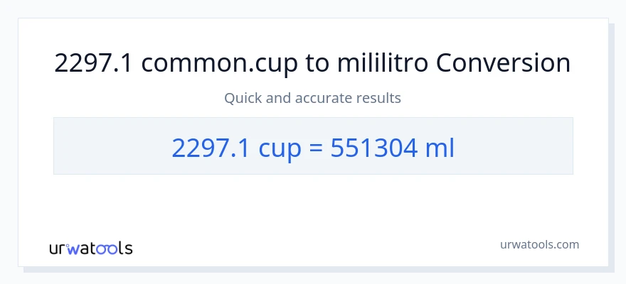 2297.1 mga tasa patungong mga mililitro na conversion
