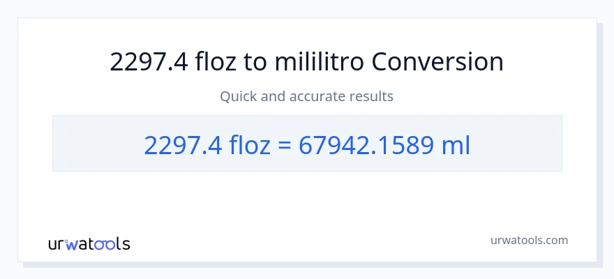 2297.4 mga onsa ng likido patungong mga mililitro na conversion