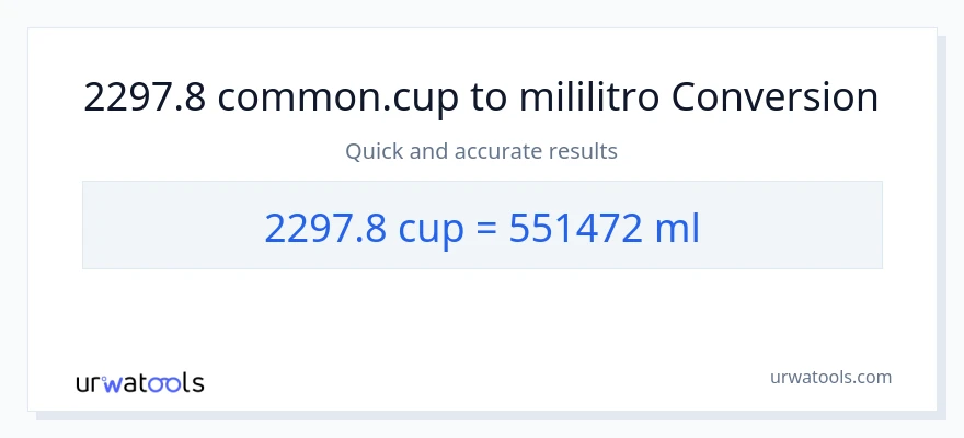 2297.8 mga tasa patungong mga mililitro na conversion