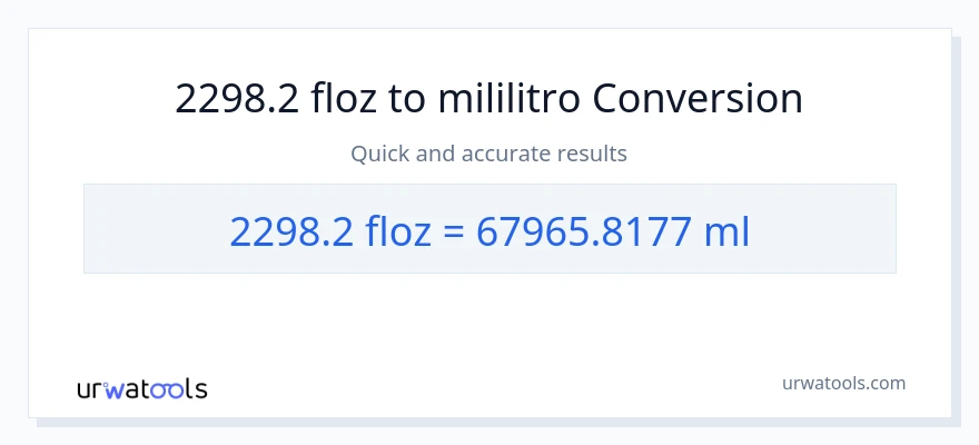 2298.2 mga onsa ng likido patungong mga mililitro na conversion