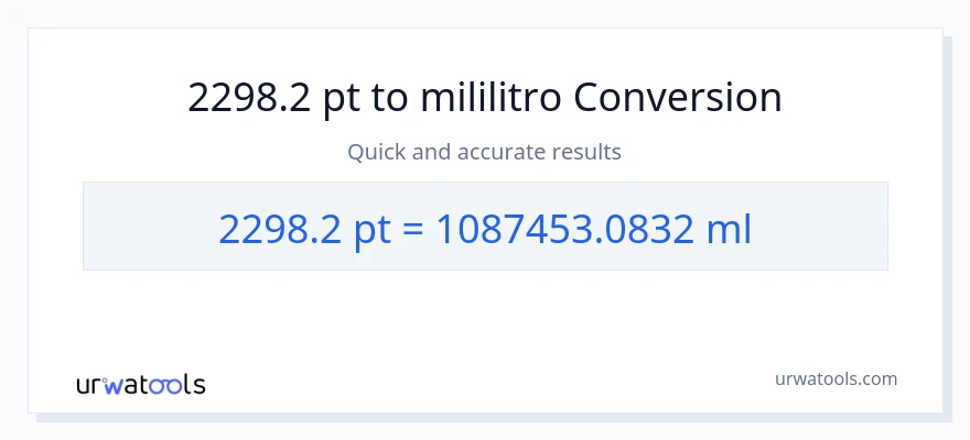 2298.2 Pints patungong mga mililitro na conversion
