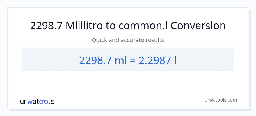 2298.7 mga mililitro patungong Liters na conversion