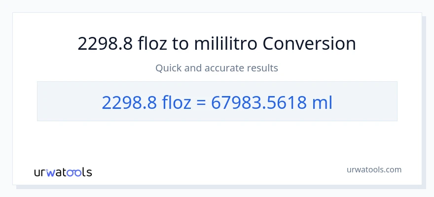 2298.8 mga onsa ng likido patungong mga mililitro na conversion