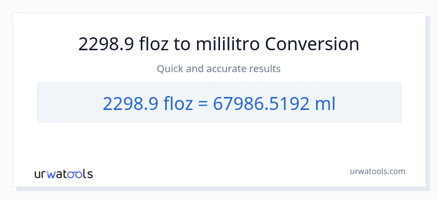 2298.9 mga onsa ng likido patungong mga mililitro na conversion
