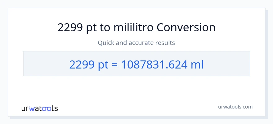 2299 Pints patungong mga mililitro na conversion