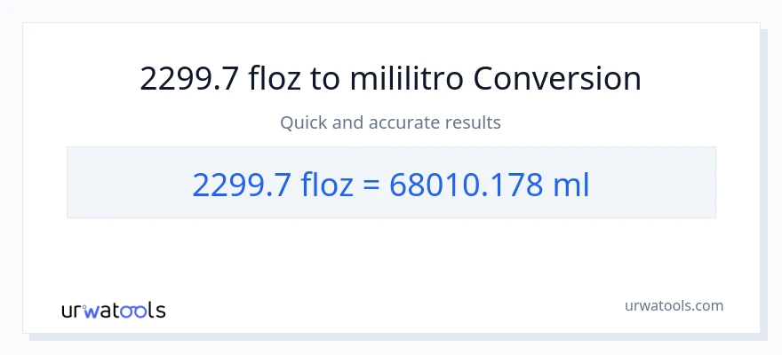 2299.7 mga onsa ng likido patungong mga mililitro na conversion