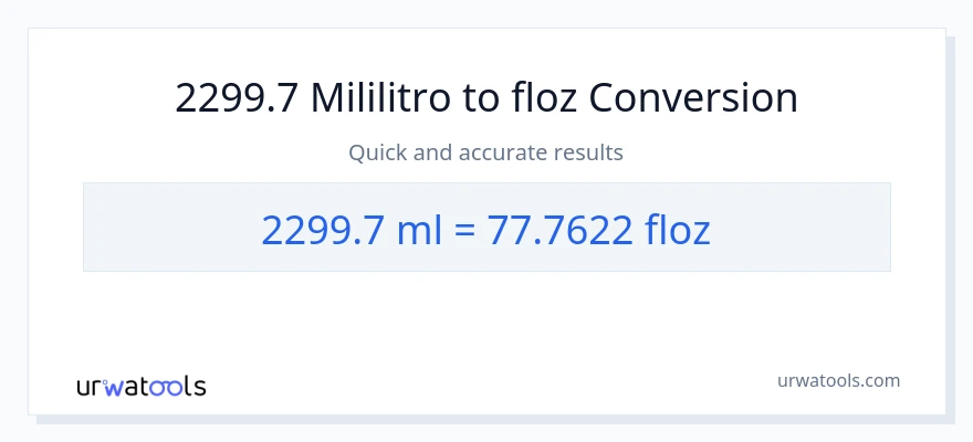 2299.7 mga mililitro patungong mga onsa ng likido na conversion