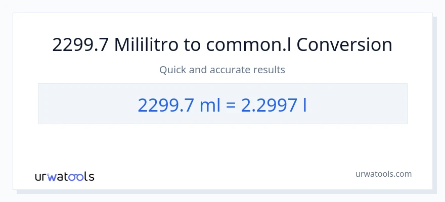 2299.7 mga mililitro patungong Liters na conversion