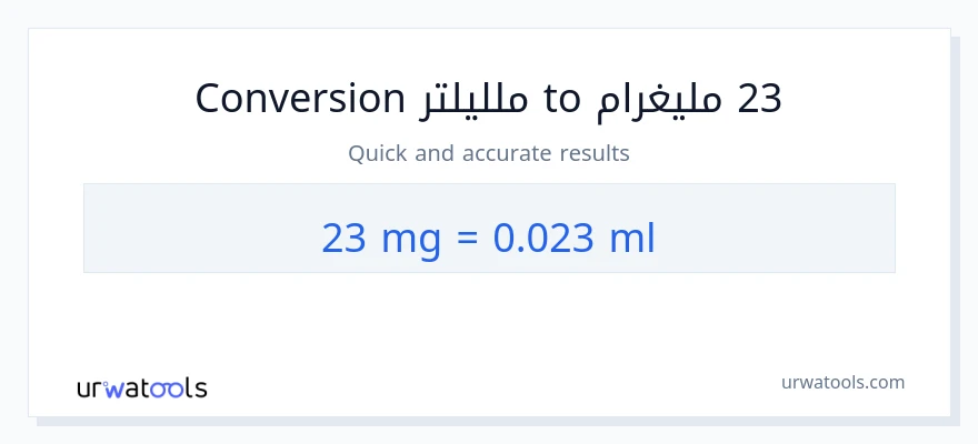 التحويل من 23 ملليغرام إلى ملليلتر
