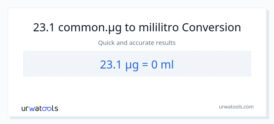 23.1 mga mikrogramo patungong mga mililitro na conversion