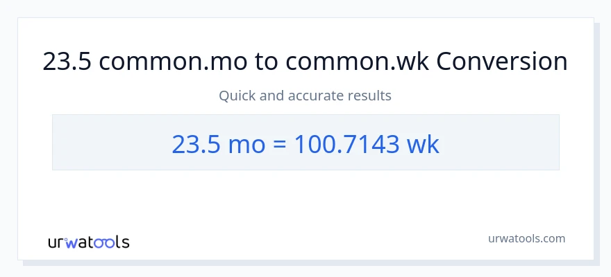 23.5 Mga Buwan patungong Mga Linggo na conversion