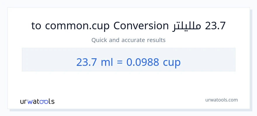 التحويل من 23.7 ملليلتر إلى أكواب