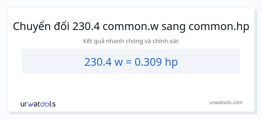 Chuyển đổi 230.4 watt sang mã lực