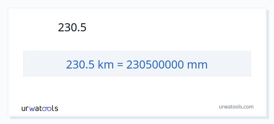 230.5 કિલોમીટર થી મિલીમીટર રૂપાંતર
