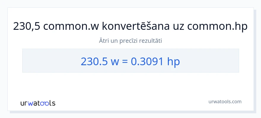 230.5 vati uz zirgspēki konversiju