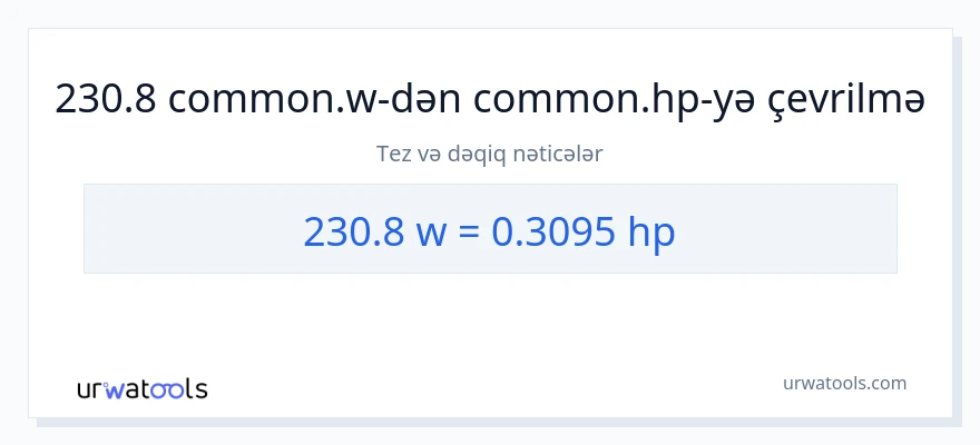 230.8 vatt-dən at gücü-ə çevrilmə