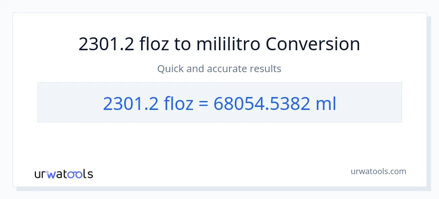 2301.2 mga onsa ng likido patungong mga mililitro na conversion
