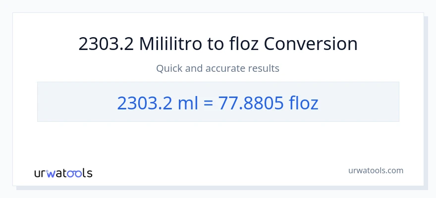 2303.2 mga mililitro patungong mga onsa ng likido na conversion