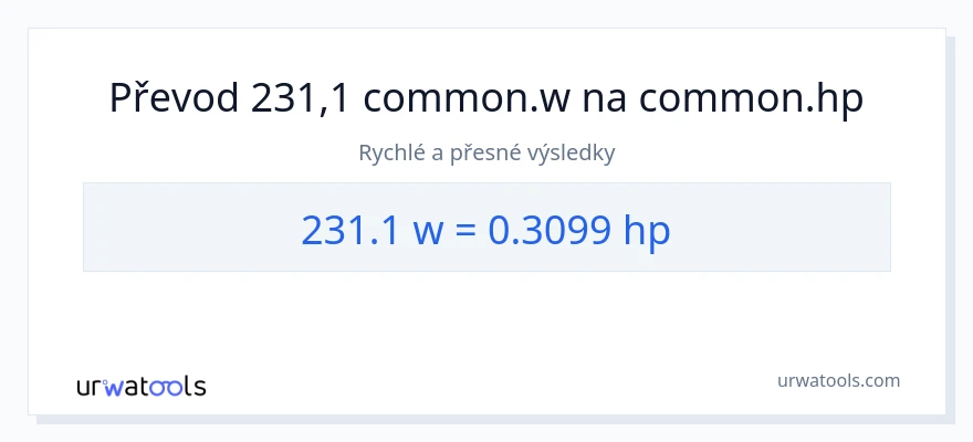 Konverze z watty na koňská síla: 231.1