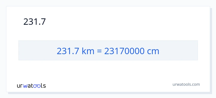 231.7 কিলোমিটার থেকে সেন্টিমিটার রূপান্তর