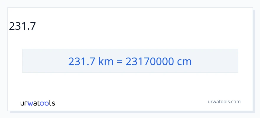 231.7 կիլոմետրեր-ից Սանտիմետրեր փոխակերպում
