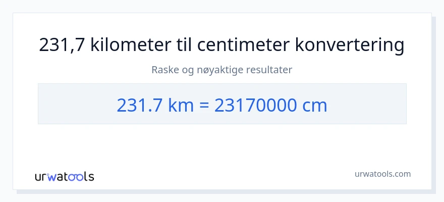 231.7 kilometer til Centimeter konvertering