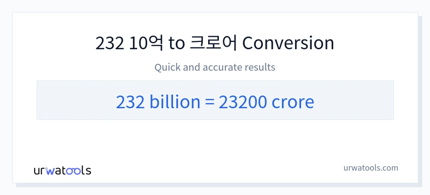 232 수십억에서 크로르으로의 변환