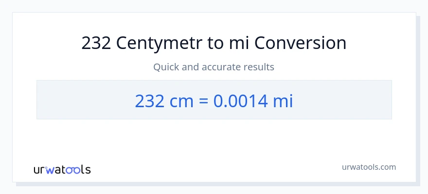 Konwersja 232 Centymetry do mile