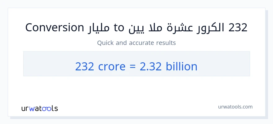 التحويل من 232 كرور إلى مليارات