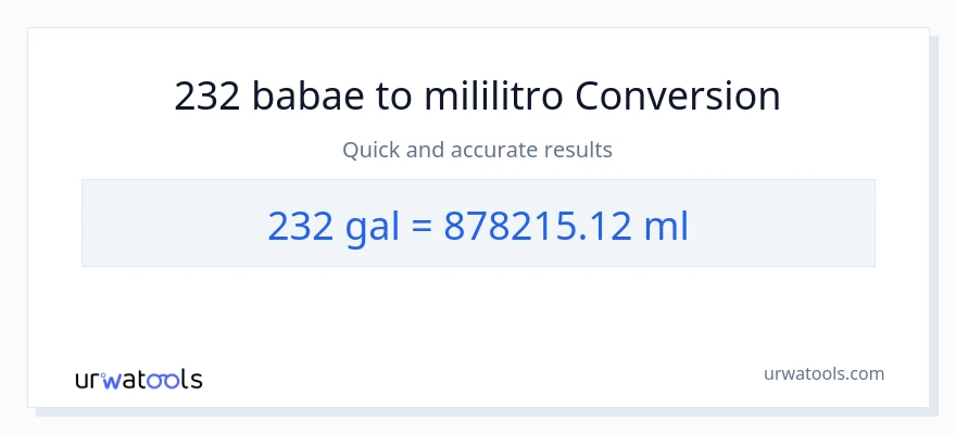232 Mga galon patungong mga mililitro na conversion