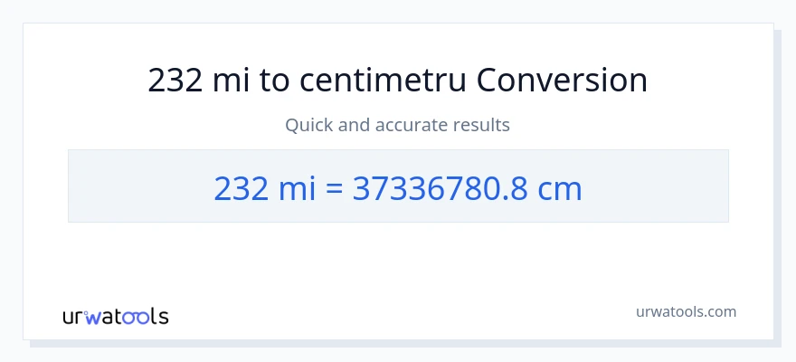 Conversie 232 mile la Centimetri