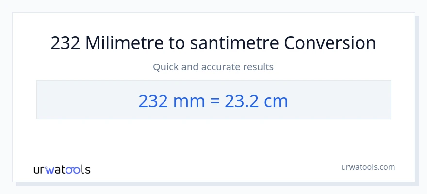 232 milimetre'den Santimetre'e dönüşüm