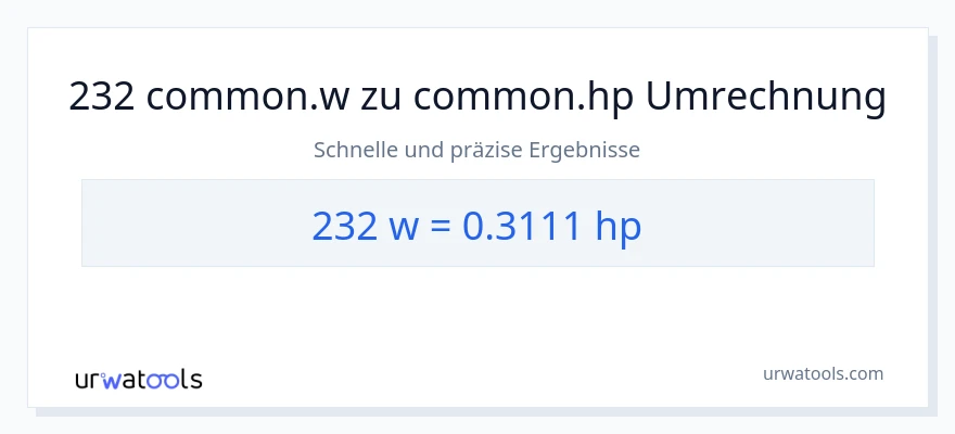 232 Watt zu PS Umwandlung