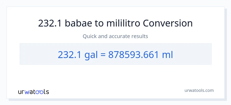 232.1 Mga galon patungong mga mililitro na conversion