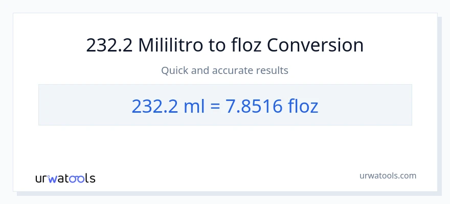 232.2 mga mililitro patungong mga onsa ng likido na conversion