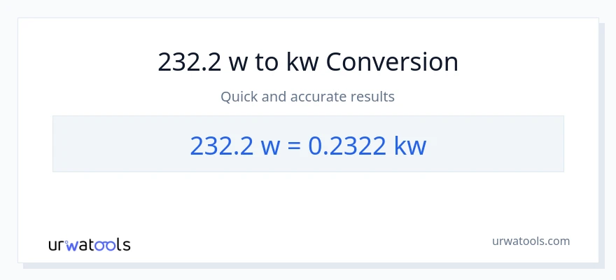 232.2 watts patungong kilowatts na conversion