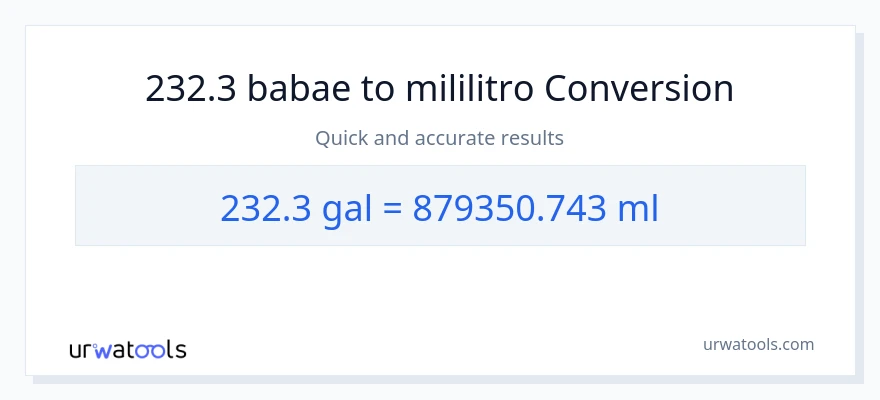 232.3 Mga galon patungong mga mililitro na conversion