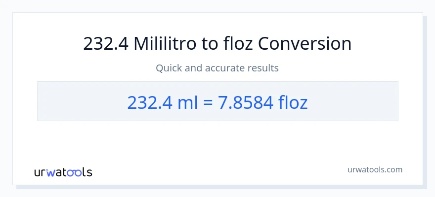 232.4 mga mililitro patungong mga onsa ng likido na conversion