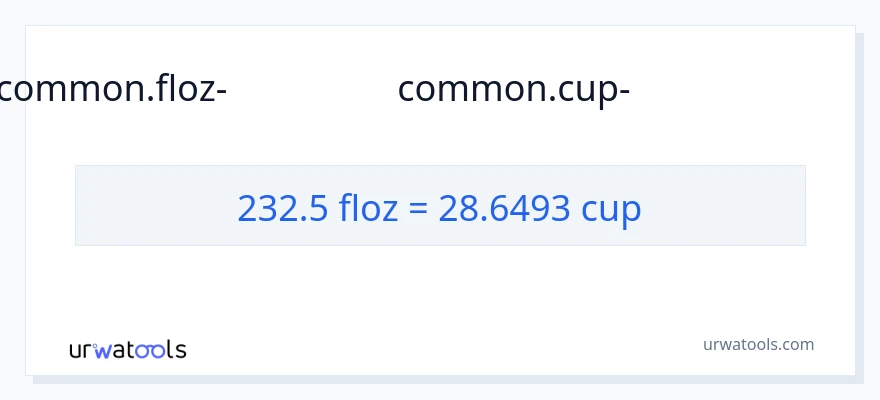232.5 ദ്രാവക ഔൺസ് ൽ നിന്ന് കപ്പുകൾ ലേക്ക് പരിവർത്തനം
